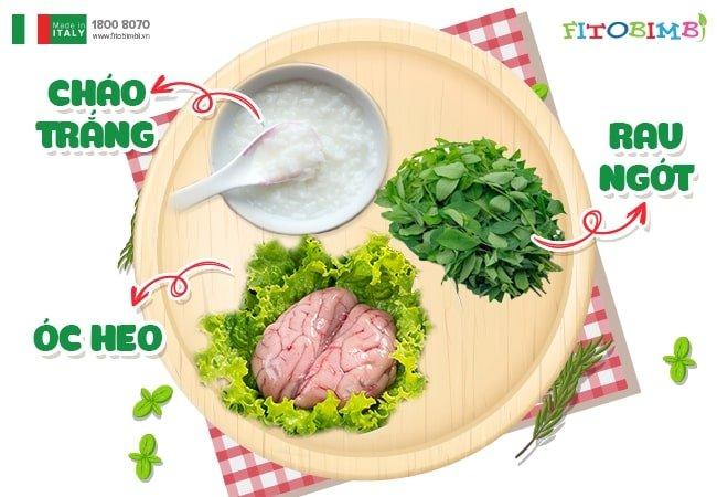 Nấu cháo óc heo với rau ngót