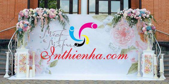 Mẫu backdrop phông cưới hỏi bằng vải