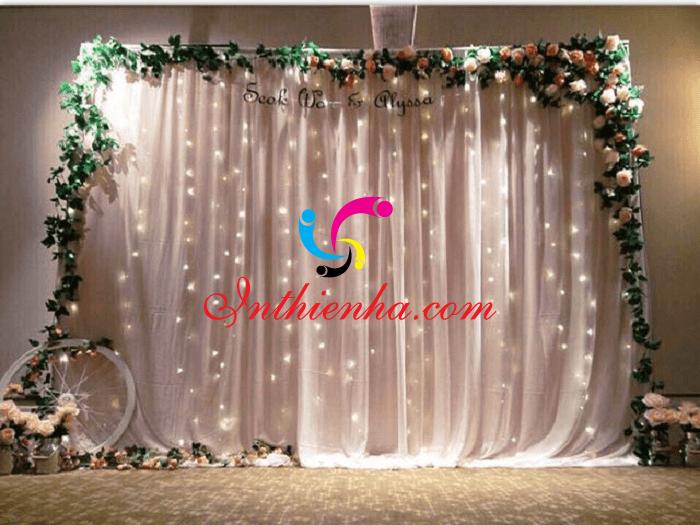 Mẫu backdrop phông cưới hỏi bằng vải