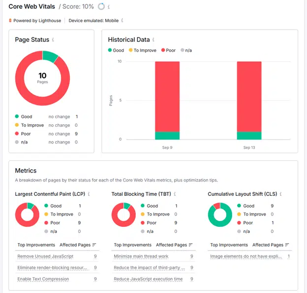 Semrush Site Audit Core Web Vitals - barkbox