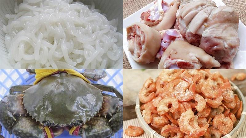 Nguyên liệu món ăn bánh canh cua giò heo