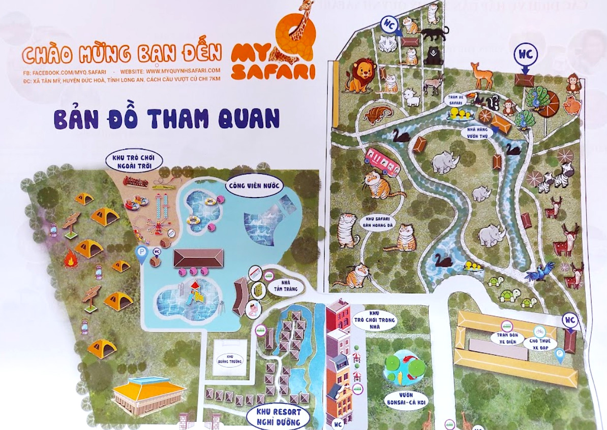 Bản đồ tham quan vườn thú Mỹ Quỳnh