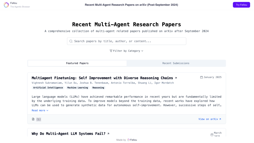 Multi-Agent Research Papers